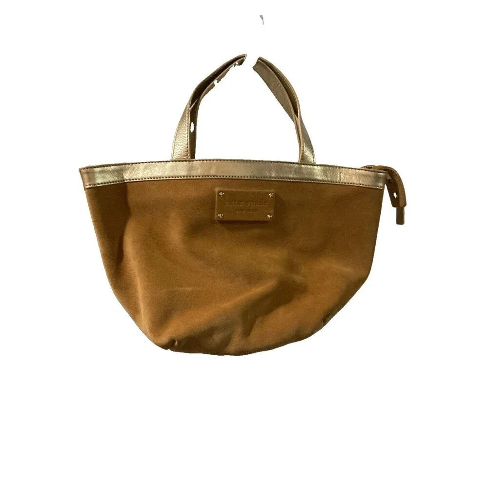 Kate Spade Tan With Gold Details Small Tote Suede